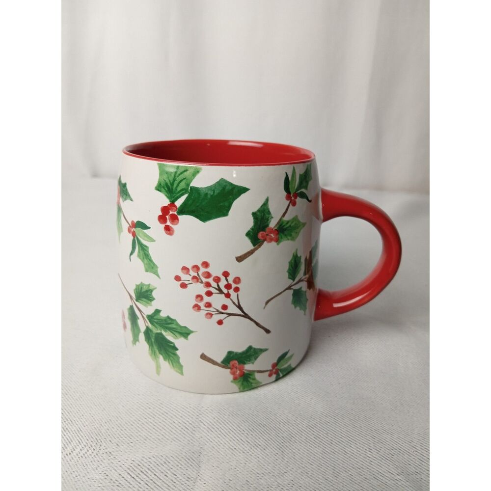 Dolly Parton Christmas Holly Berry Ceramic Mug Red Green Holiday Coffee Cup